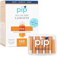 Pip Lancets for Diabetes Testing - 28G x 1.8mm Ultra-Thin Safety Lancets 100 Count | Pressure-Activated Single Use Diabetic Needles for Blood Glucose Testing | No Lancing Device Required - Orange