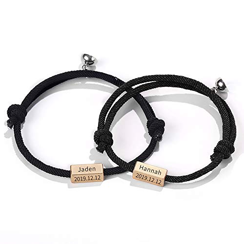ORFAN Attract Couples Bracelets Custom Couple Bracelet for Him and Her Set Promise Rope Braided Bracelet Set for Couples