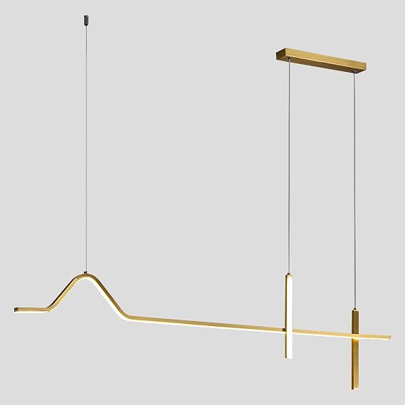KCO Modern LED Chandelier Lighting Gold Linear Dimmable Pendant Ceiling Light Fixtures LED Dimmer Kitchen Island Hanging Light Fixture Adjustable Living Room Pendant Light