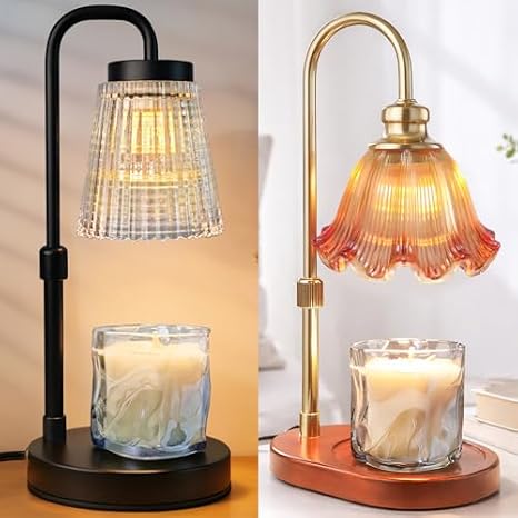 Banbanda 2 Pack Candle Warmer Lamp with Timer: Mothers Day Gifts,Birthday Gifts for Women, House Warming Gifts New Home Decor Height Adjustable Candle Lamp - Walnut Solid Wood Base, with 4 Bulbs