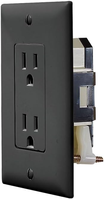 RV Designer S817 - Self-Contained Dual AC Outlet with Cover Plate, Black