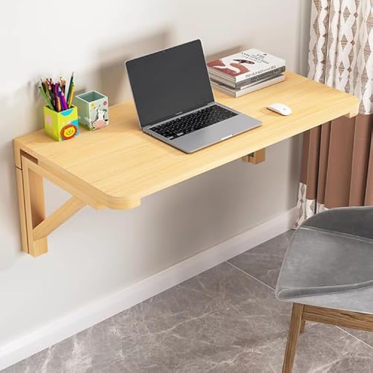 Fold-Down Workbench Computer Table, Folding Foldable Breakfast Dining Bar Table, Wood Wall Mounted Drop-Leaf Table for Laundry Room Home Office Kitchen Bathroom Size : L60xW40cmL24xW16in