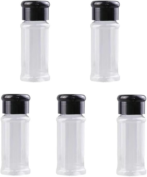 Plastic Spice Jars Salt Pepper Barbecue Condiment Bottles(5PCS)