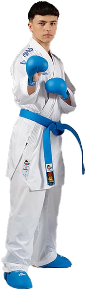Daedo Karategi Kumite Ultra WKF Approved Karate Uniform with Blue Embroidery Lightweight Jacket & Pants Set