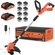 MAXLANDER Weed Wacker Cordless, 20V 12 Inch Cordless String Trimmer Edger, Weed Wacker Battery Operated with 8 PCS Replacement Spools, Lightweight Weed Trimmer, 2x2.0Ah Battery & Charger Included