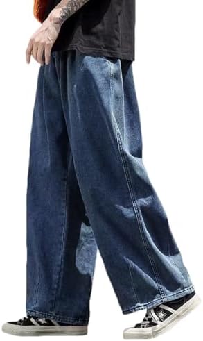 Nutriangee Mens Loose Wide Leg Jeans Straight Baggy Hip hop Streetwear Skateboard Denim Pants