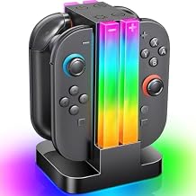 Switch 2 Controller Charger Dock Compatible with Nintendo Switch 2 with 6 RGB Light Modes & Timer Function, Charger Station with Type-C Cable