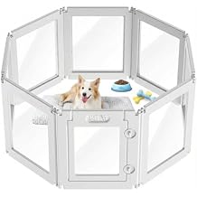 8Pcs Free Angle Plastic Dog Playpen, 23.6 H All-in-One Assemble Playpen Divider, Durable Safety Play Pen Indoors, Puppy, Cat, Small Animal (White, 39.37" 39.37" 23.6")