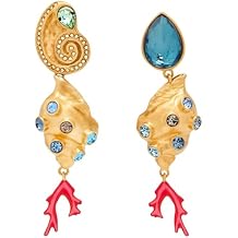 Mixed-Seashell Drop Clip-On Earrings