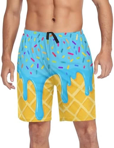 Mens Pajama Shorts Tropical Mens Pajama Bottoms with Pockets Sleepwear Lounge Sleep Shorts for Men Athletic Workout