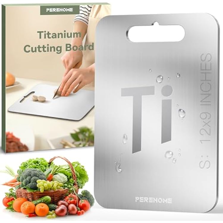 Titanium Cutting Board for Kitchen, Cutting Board Double Sided Food Grade, Chopping Boards with Handle, Dishwasher Safe, Cutting Boards For Meats, Fruits, Vegetables 12x9in