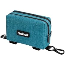 PetBonus Dog Poop Bag Holder, Portable Pet Waste Bag Dispenser, 2 Pouches for Treats and Walking Accessories, Fit All Leashes, Includes 1 Roll of Dog Poop Bags (Lagoon Blue)