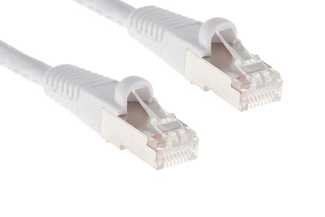 Shielded (STP) Cat6 Ethernet Cable, Booted, Jacket: PVC (CM), 5 ft, White, Pure Copper, RJ45 Computer & Networking Patch Cord