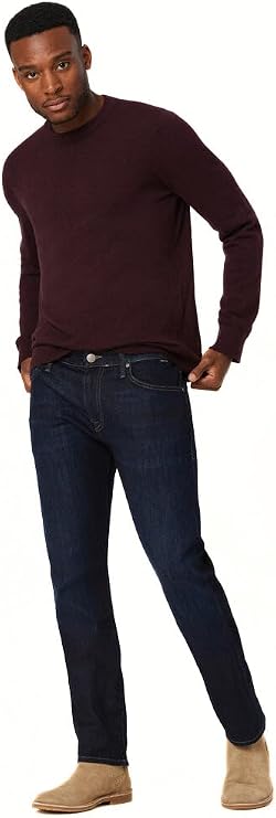 Mavi Marcus Men's Slim Straight Jeans, Dark Wash Jeans for Men, Rinse Brushed Williamsburg Dark Wash Men's Blue Jeans, 31W x 34L