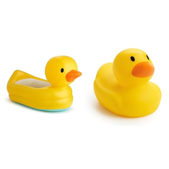 Munchkin DuckTM Inflatable Baby Bathtub with White Hot Heat Alert & White Hot Safety Bath Ducky Toy, Yellow