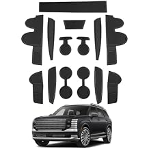 SHAOHAO for 2026 Hyundai Palisade Door Slot Mats Fit for 2026 Hyundai Palisade Accessories Center Console Mat 2026 Palisade LX3 Cup Holder Insert Mat Non-Slip Gate Slot Pad (Only for 7-Seat) Black