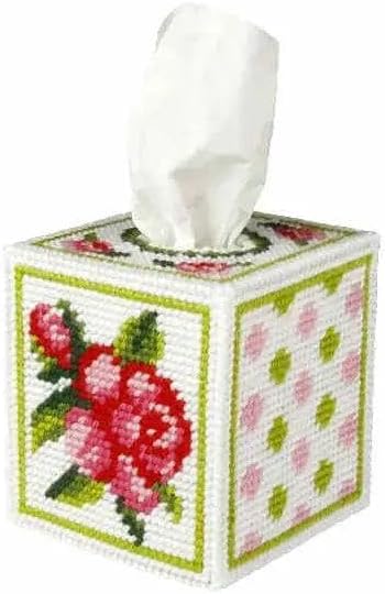 Wizardi Tissue Box Cover - Needlepoint (halfstitch) kit "Rose" 5101 Orchidea