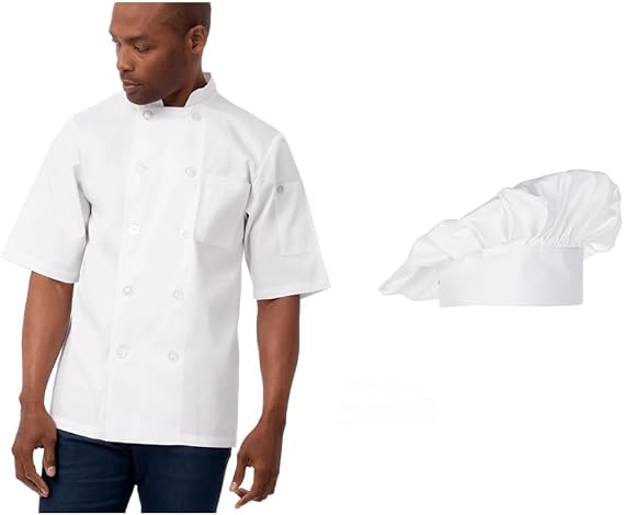 Chef Works Unisex Volnay Chef Coat and Chef Hat