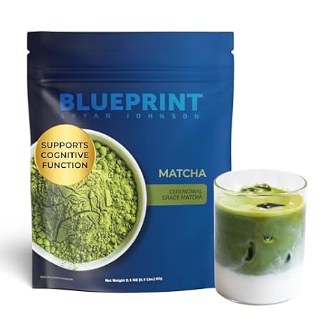 Blueprint Bryan Johnson Matcha Powder Ceremonial Grade Japanese Matcha Green Tea for Energy & Focus Natural Caffeine, Antioxidant-Rich 30mg L-Theanine- 30 Servings