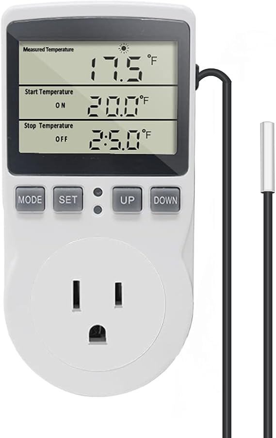 Digital Thermostat Plug Socket Temperature Controller Outlet with 3m Probe