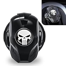 Tesnaao Pack-1 Car One-Button Start Decorative Cover, Iron Man Skull Trim Ignition Switch Anti-Scratch Protection, 150 Degree Opening Sticky Installation Start Button Cover, Universal for Car (Black)