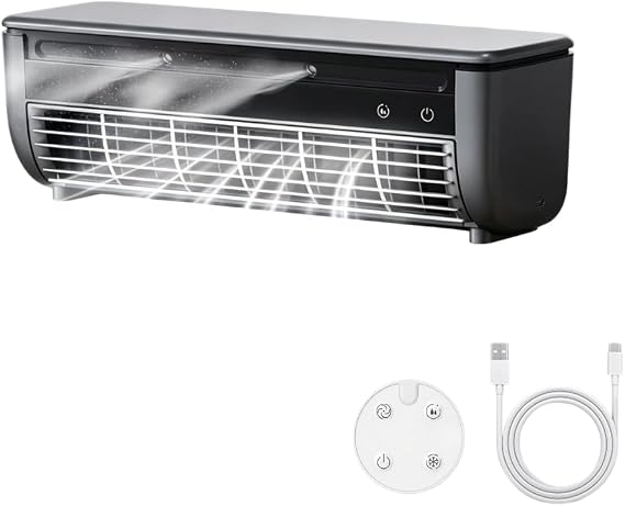2025 Portable Wireless Wall Mounted Air Conditioner|Upgraded 3 Wind Modes for Fast Cooling|15W 6000mAh AC with Remote Control|10 dB Quiet for Home,Bedroom,Kitchen (1, Dark Gray)