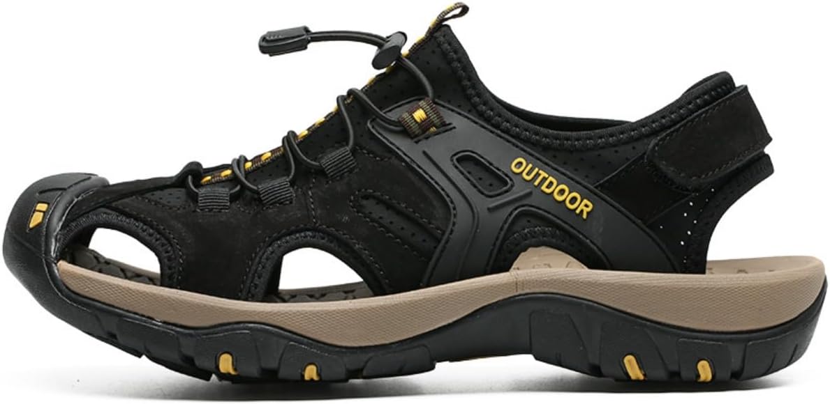 Mens Hiking Trail Sandals: Outdoor Closed Toe Sport Shoes with Arch Support