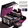 Premium Trading Card Storage Case with 5 Individual Deck Cases, Large MTG Commander Deck Box Holds 1800+ Cards, PU Leather Organizer for TCG & Sports Card Collections (Black & Red)