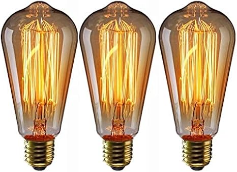 EYLM Edison Light Bulb E27 Filament Vintage 40W ST64 Retro Light Edison Bulb, Industrial Style, Warm White, Decorative Light Bulb 3 Pieces [Energy Class F]