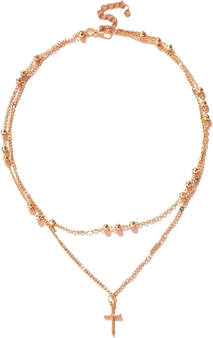Layered necklaces for women necklace stack for women layered Cross Necklaces for Women Dainty Gold Necklace Stackable Chain Choker Gold Layering Paperclip Chain