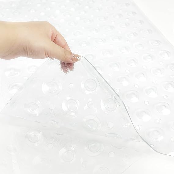 Bathtub Mat - Bath Tub Shower Mat 40 X 16 Inch Extra Large Bathtub Shower Mat with Suction Cups Drain Holes Non-Slip Bath Mat for Tub, Machine Washable Bath Mat (Transparent)