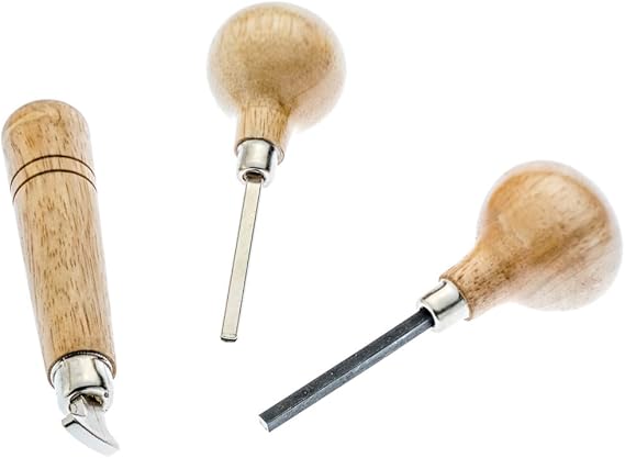 SE Stone Setting Prong and Bezel Set, Set of 3 Jewelry Stone Setting Tools, Jewelry Stone Prong Pusher, Durable Tips, Ergonomic Wooden Handles