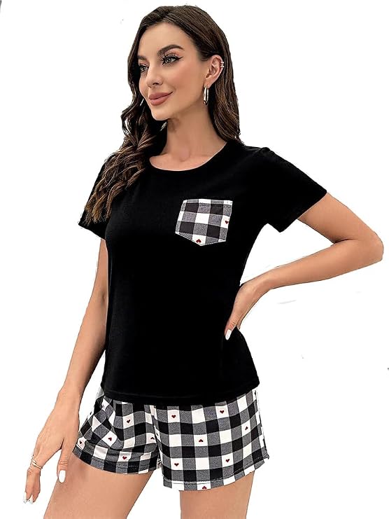 Women's Loungewear 2 Piece Jogger Summer Pajama Set Sweatsuit Casual Short Sleeve Lounge Sets Tracksuits