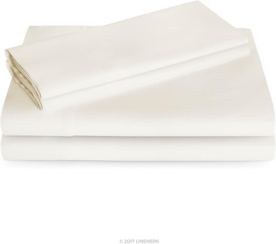 Linenspa 600 Thread Count Ultra Soft, Deep Pocket Cotton Blend Sheet Set - Twin - Ivory