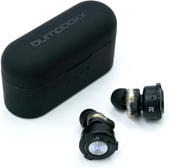 Bumpboxx Bumpbuds Wireless Ear Buds | Bluetooth Noise Cancelling Headphones | Built in Microphone | Water Resistant | Light Weight with Case, Black