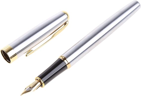 BAOER 388 Black Metal Fountain Pen Nib Business M Nib Fountain Pen Calligraphy Pen Student School Supplies Classic Writing Tools Stainless Steel Right and Left Hand Pen A