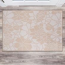Rugshop Modern Floral Flowers Textured Flat Weave Easy Cleaning Outdoor Rugs for Deck,Patio,Backyard Indoor/Outdoor Area Rug 2' x 3' Natural