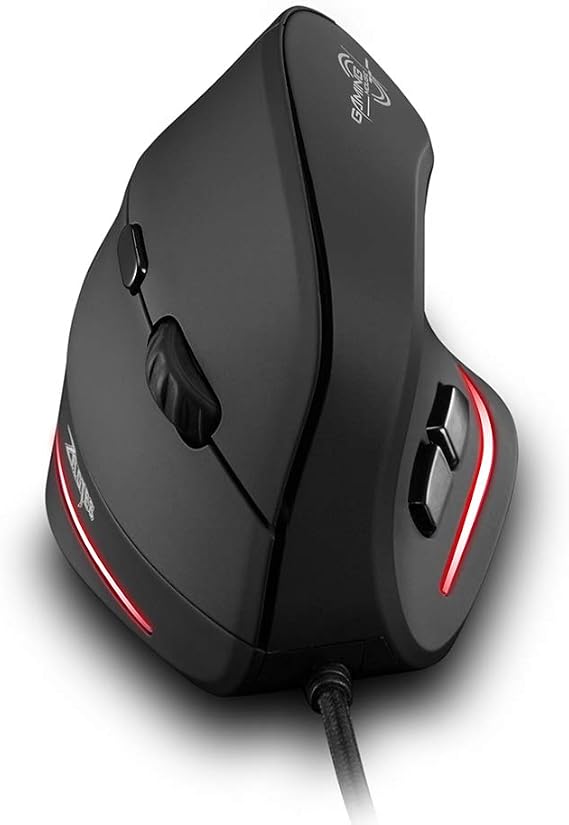 Zelotes T20 Ergonomic Vertical Mouse, 3200 DPI 6 Buttons LED Optical USB Wired Gaming Mouse for Gamer, Notebook, PC, Mac, Desktop, Laptop (Black)
