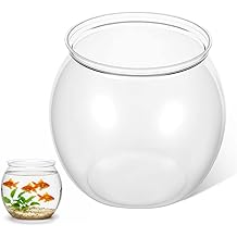 Mini Plastic Fish Bowl, 50 oz Decorative Fish Bowls Unbreakable Plastic Betta Fishes Tank Clear Round Desktop Vases Bowls for Home Decor, Centerpiece Vases, Candy, Party Favors (Style 2)
