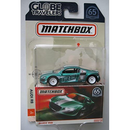 Matchbox Globe Travelers Green Audi R8 65TH Anniversary Car 1:64 Scale 4 x 6 x 2.5 inches Kids Children Unisex