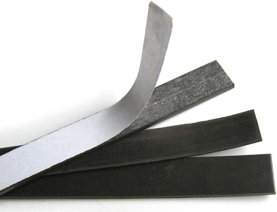 Flexible Magnets 0.5 Inch x 9 inches Long Rubber Flexible Magnetic Adhesive Strips - 5 Pack!