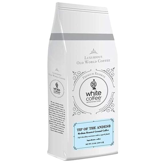 White Coffee Ground Coffee, Tip of The Andes, 12 Ounce