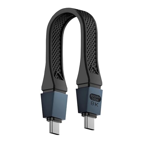 Poyiccot Short USB C Cable 5inch, High Speed 80Gbps, 120Gbps Bandwidth, PD 240W, Thunderbolt 5 Cable for 16K, Dual 8K/6K, USB C Cord in Black, for Thunderbolt 4/3,USB 4, SSD, MacBook, Dock