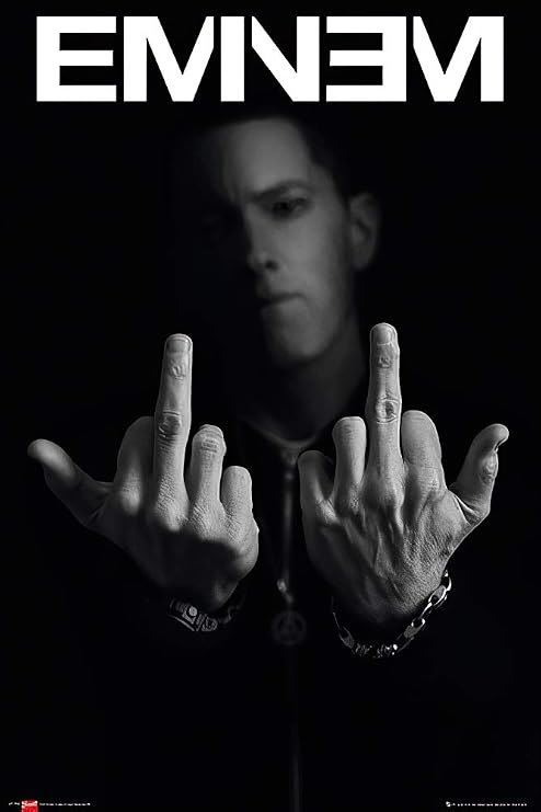 POSTER STOP ONLINE Eminem - Music/Personality Poster (Fingers/Flipping The Bird) (Size 24" x 36")