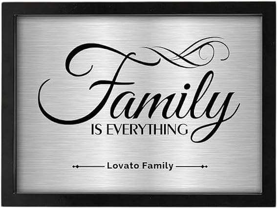 Family is Everything Framed Metal Wall Art Sign Family Wall Decor-Family Metal Signs-Family Decor-Family Gift-Motivational-Typography-Family Farmhouse Wall Art-Family Quotes-Entryway Sign-(12x16 in)