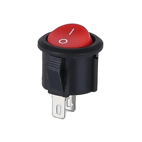 Mini Toggle Press Button Rocker Flick Switch, 2 Pin ON/OFF Round Rocker Switches Red/Black 6A/250VAC 10A/125VAC 20mm Plastic Pack Of 5(KCD1 Round Red,5PCS)