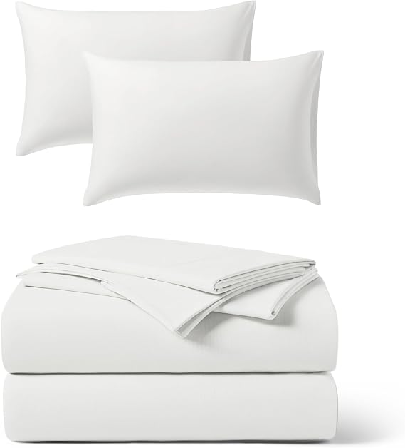 REST Buy 2 GET 30 Percent Off: 3PC Sheet Set Plus Extra Pillowcases Bundle at 30% Discount, in Arctic White, Full Size