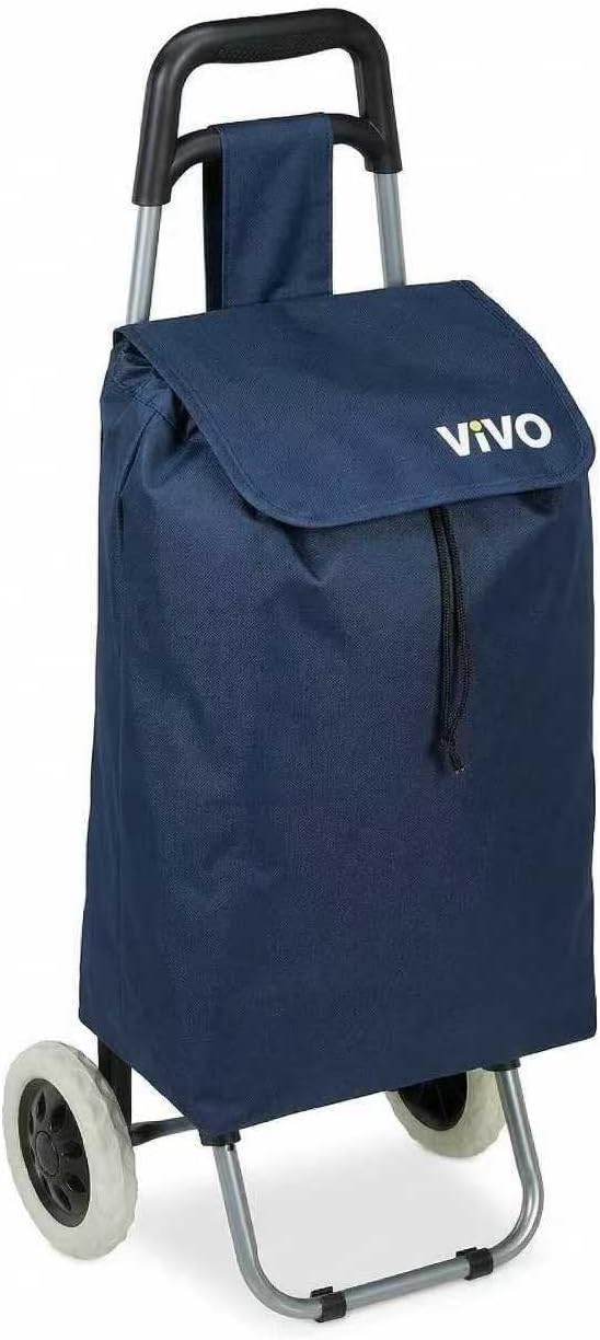 59L Folding Lightweight Shopping Trolley, Hard Wearing & Foldaway for Easy Storage, Large Shopping Trolley on 2 Wheels Shopping Cart Blue