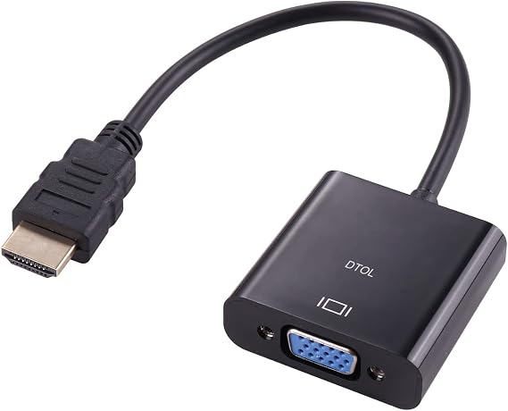 DTOL HDMI to VGA, Gold-Plated HDMI to VGA Adapter (Male to Female) for Computer, Desktop, Laptop, PC, Monitor, Projector, HDTV, Chromebook, Raspberry Pi, Roku, Xbox and More - Black