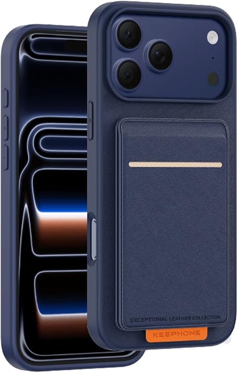 CONSTRAIN - iPhone 17 Pro Max/18 Max İle Uyumlu Kılıf Suedea Deri Kartvizitli Standlı Kapak Lacivert